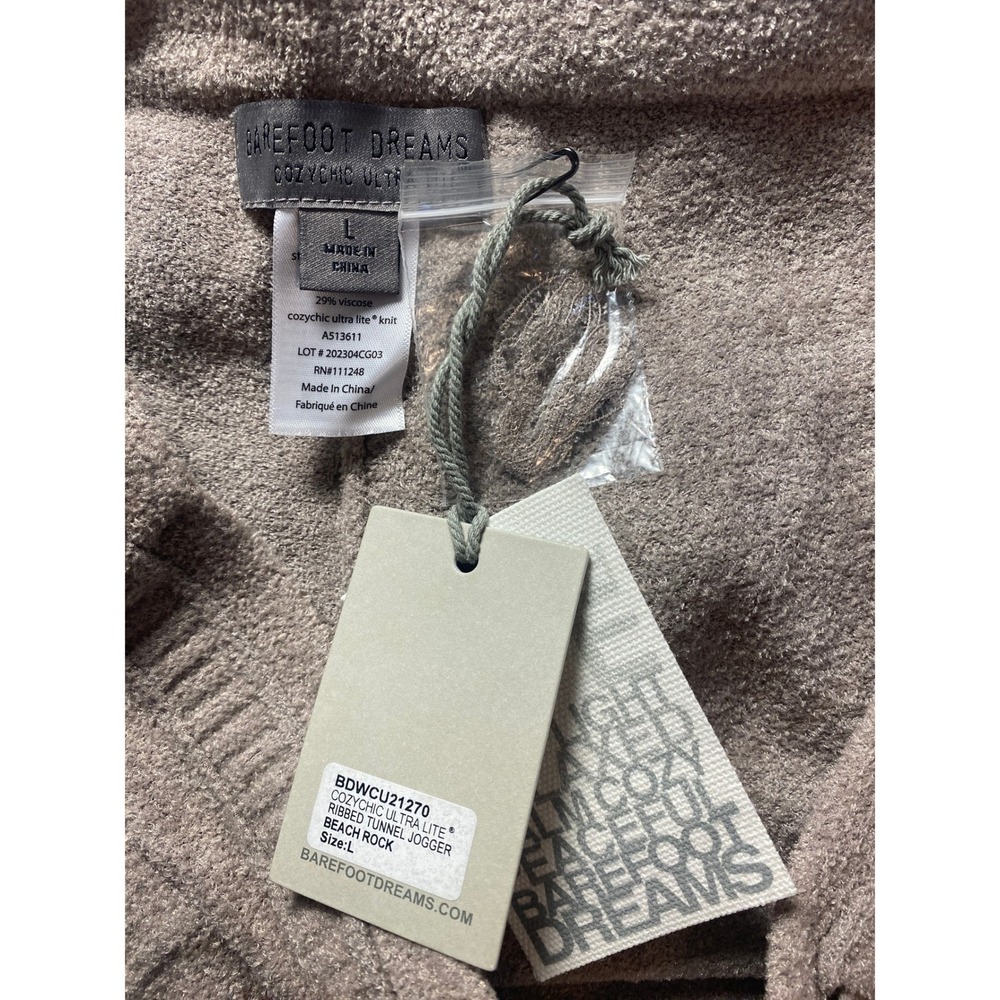 Barefoot Dreams CozyChic Ultra Lite Ribbed Tunnel Jogger Beach Rock Large NEW - Picture 3 of 7